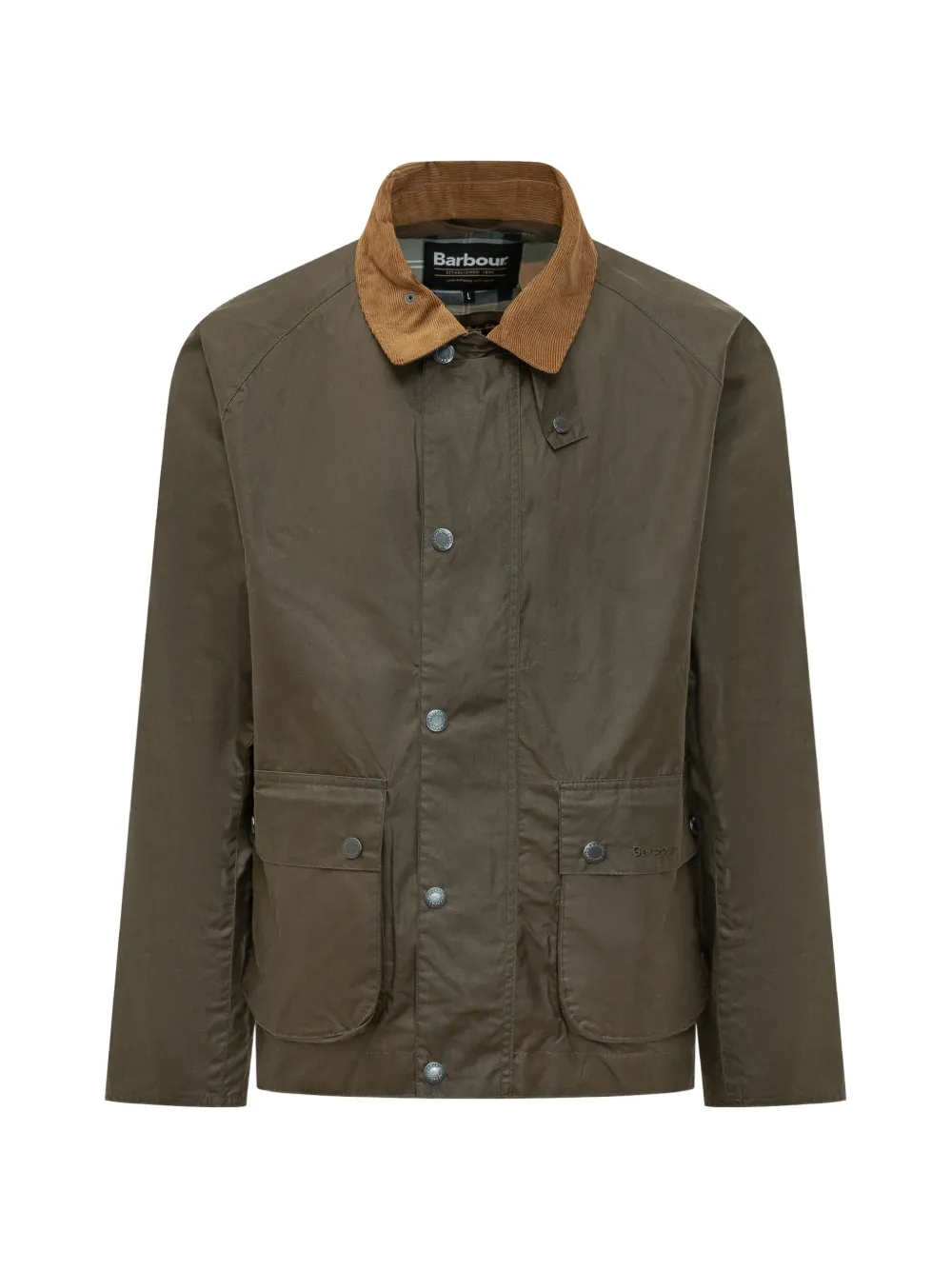 Barbour waxed corduroy collar button jacket - Verde