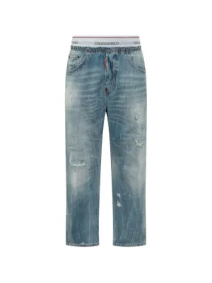 DSQUARED2 Bro ダメージ ジーンズ | ブルー | FARFETCH JP