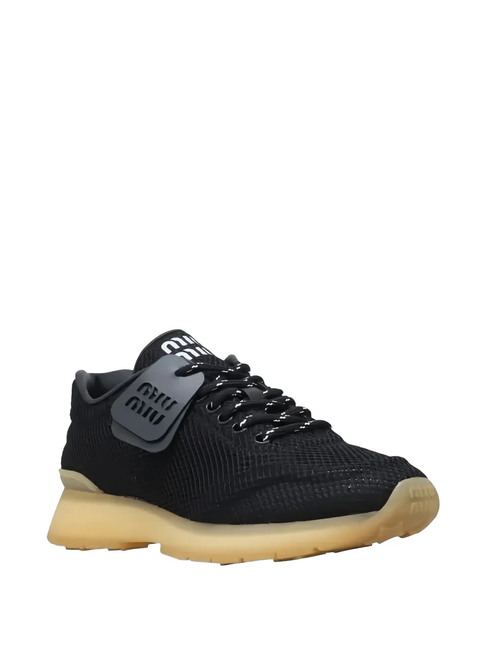 Miu logo-tag sneakers Zwart
