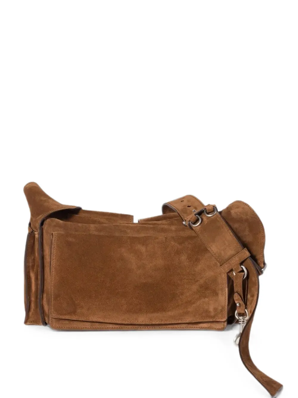 Miu Miu multi-pocket suede shoulder bag - Marrone