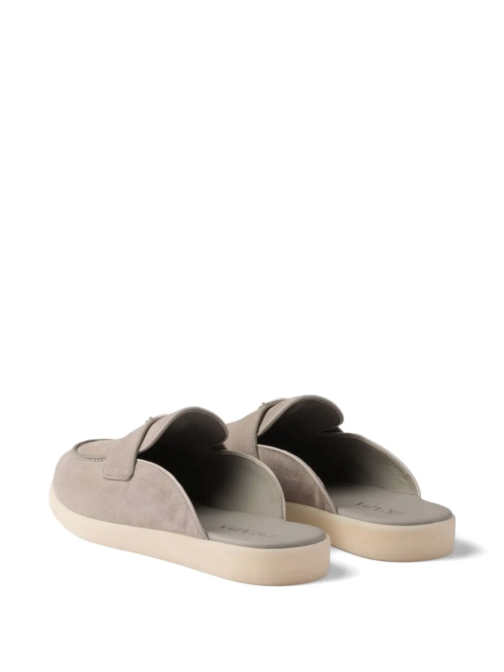 Prada triangle-logo suede mules Beige