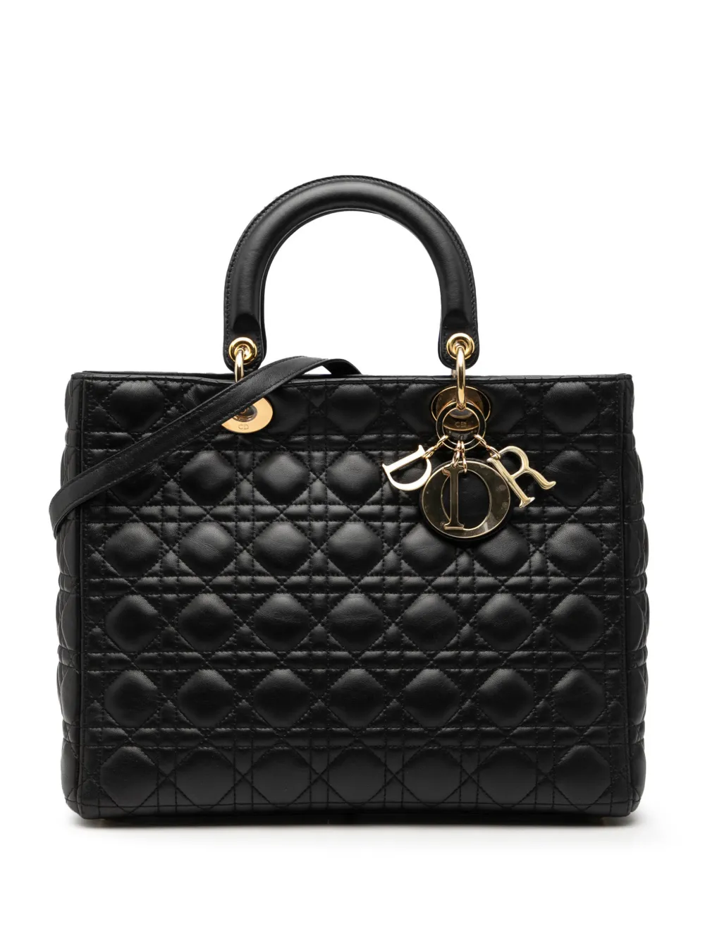 Christian Dior Pre-Owned 2011 Large Lambskin Cannage Lady Dior satchel - Nero