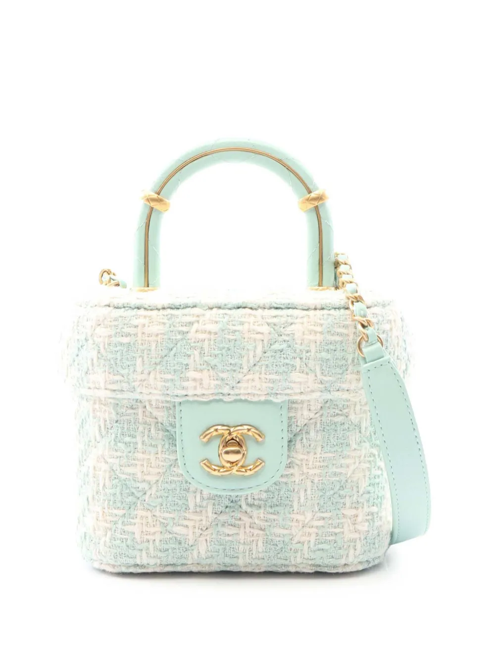 CHANEL Pre-Owned Borsa a tracolla Crush in tweed trapuntato con manico 2021-2026 - Verde