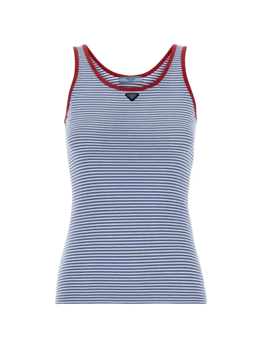 Prada striped embroidered tank top - Blu