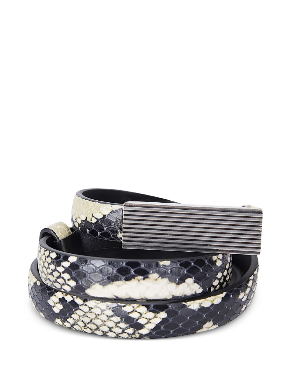 KHAITE Empire leren riem met python-reliëf Zwart