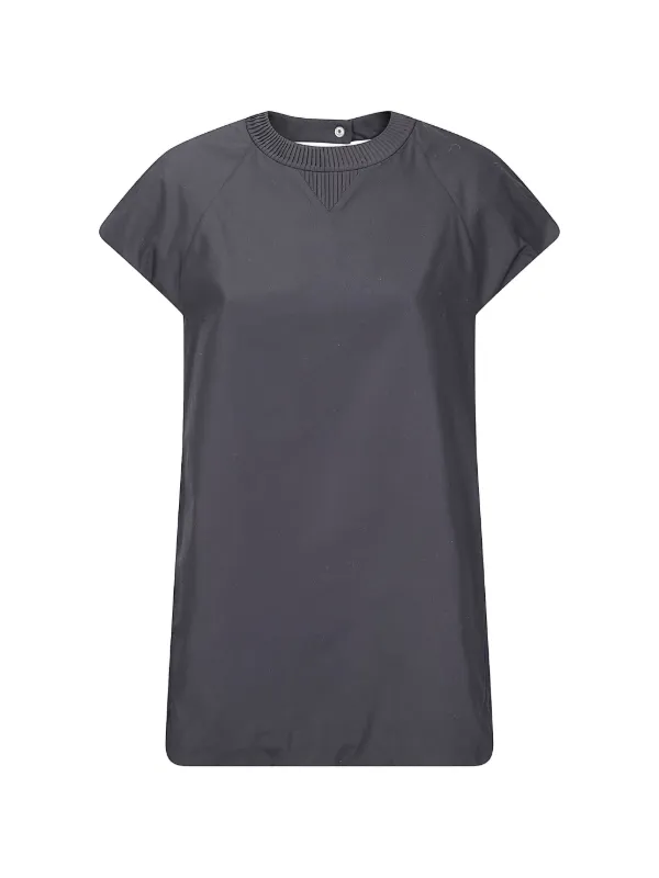 Sacai Poplin Short-sleeve Dress in Grey