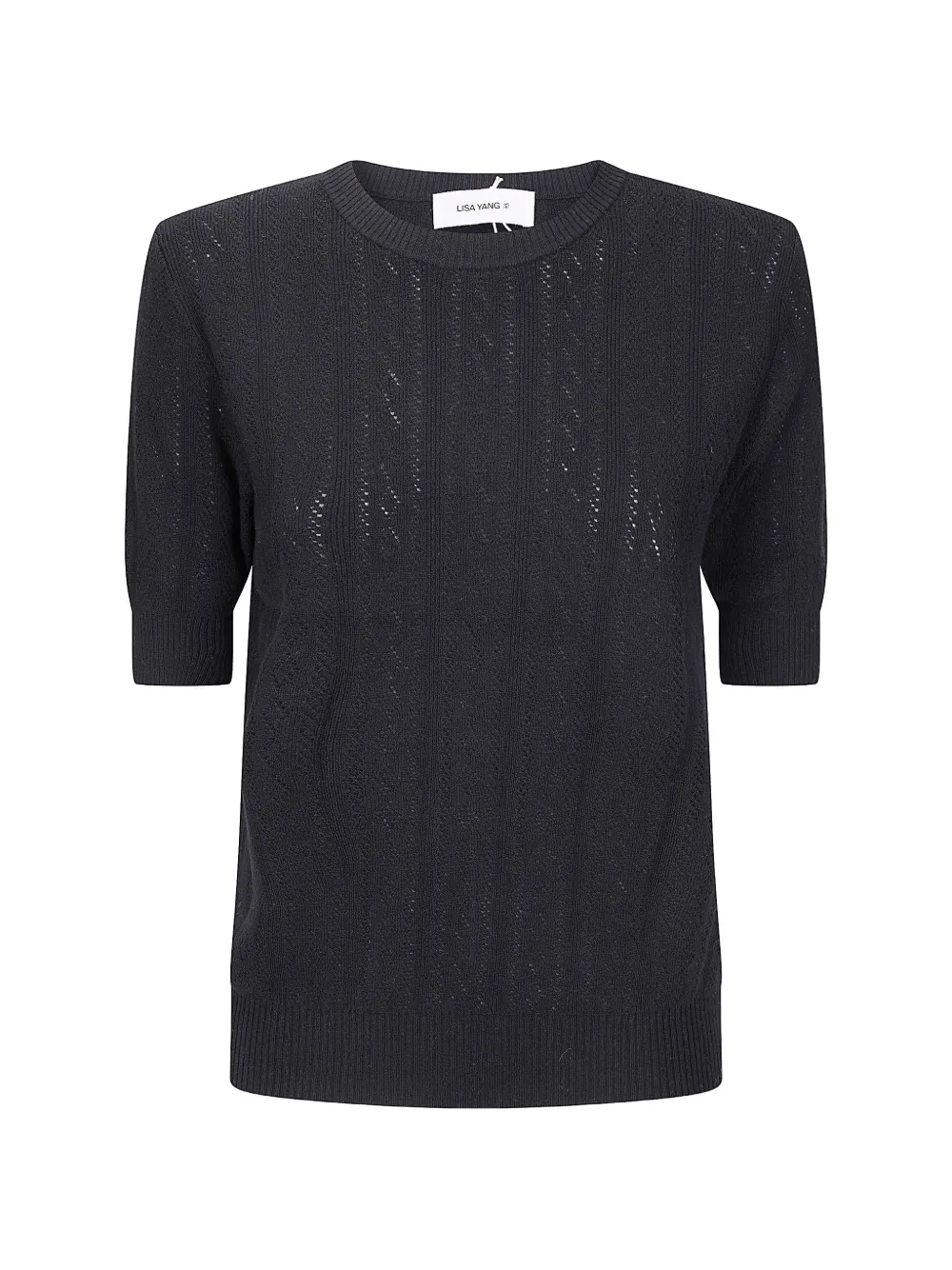 Lisa Yang openwork crew-neck T-shirt - Nero