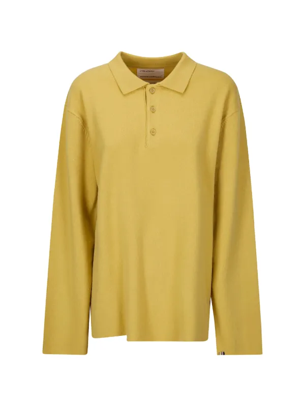 Extreme Cashmere N°199 Alligator Knitted Polo Shirt in Yellow