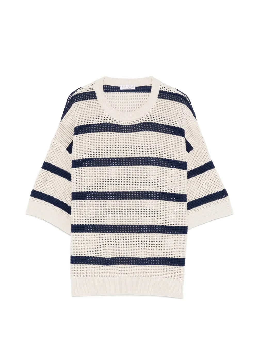 Brunello Cucinelli striped-pattern knit T-shirt - Toni neutri