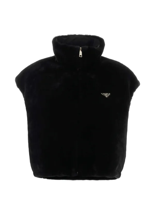 Prada High-neck Zipped Gilet in Black