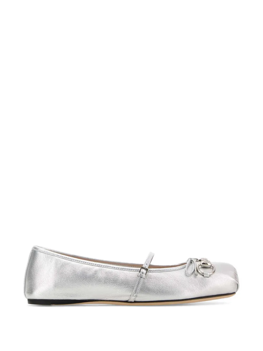 Gucci buckle strap leather ballerinas Zilver