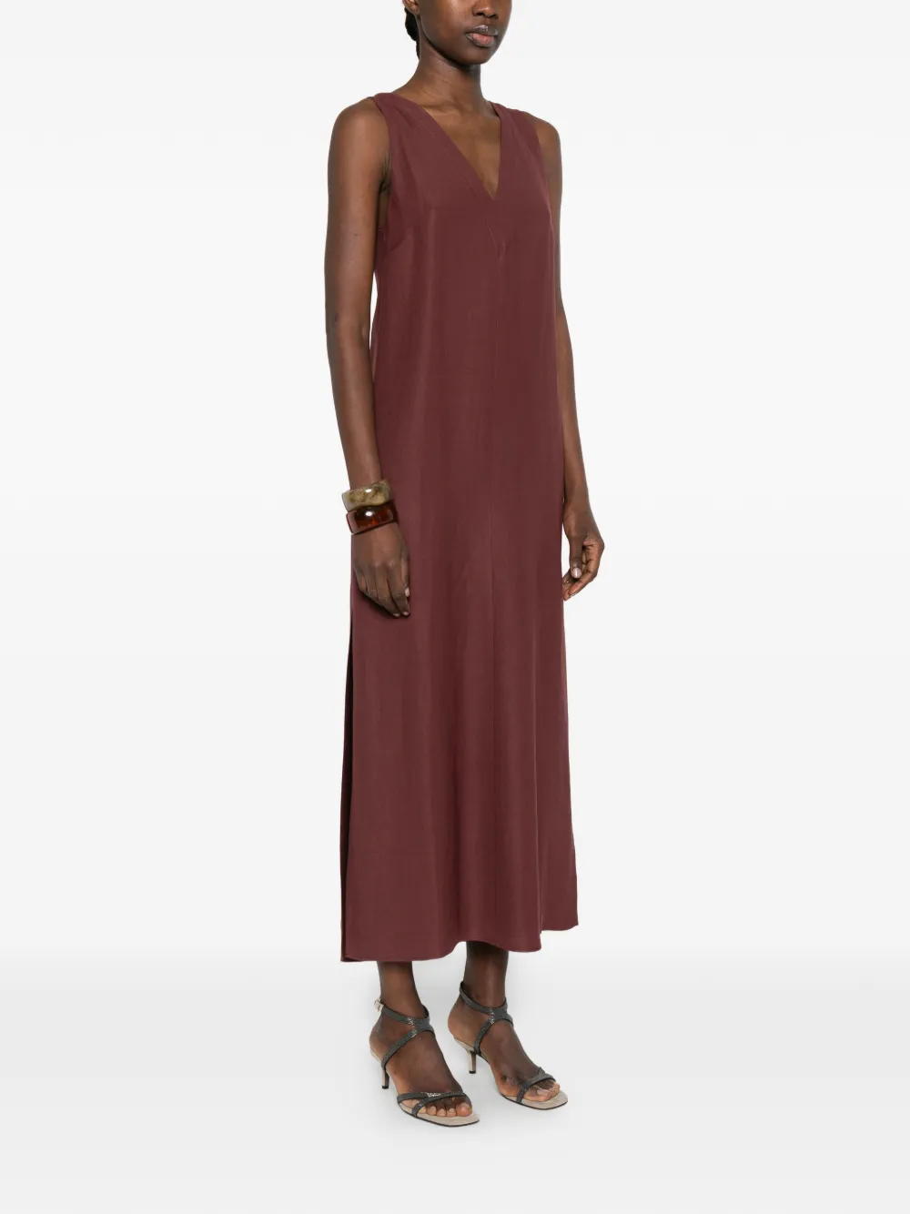 V-Neck Slit Midi Dress