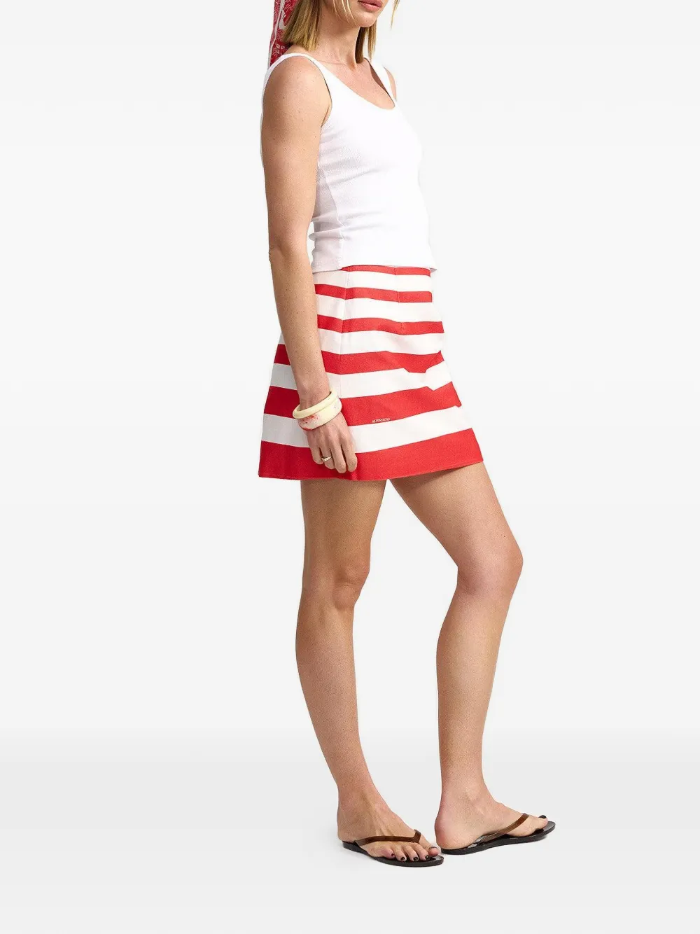  Aston Studio Ula Striped Mini Skirt - Red 