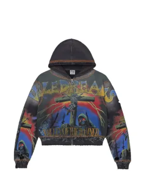 Vale waffle-knit graphic-print Hoodie | Black | FARFETCH