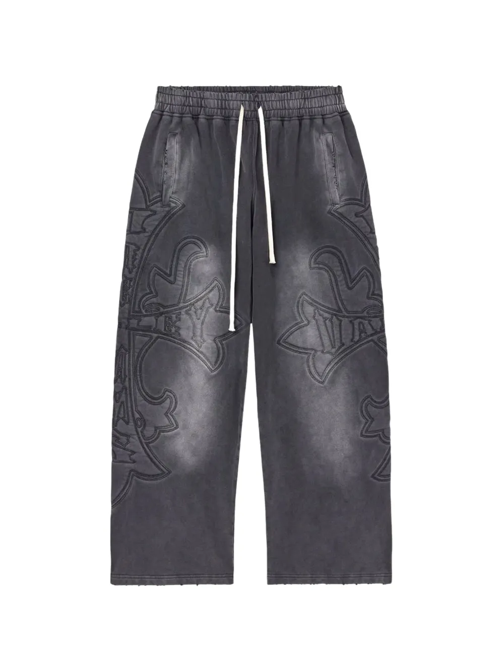 Vale Carver Embroidered Track Pants In Gray