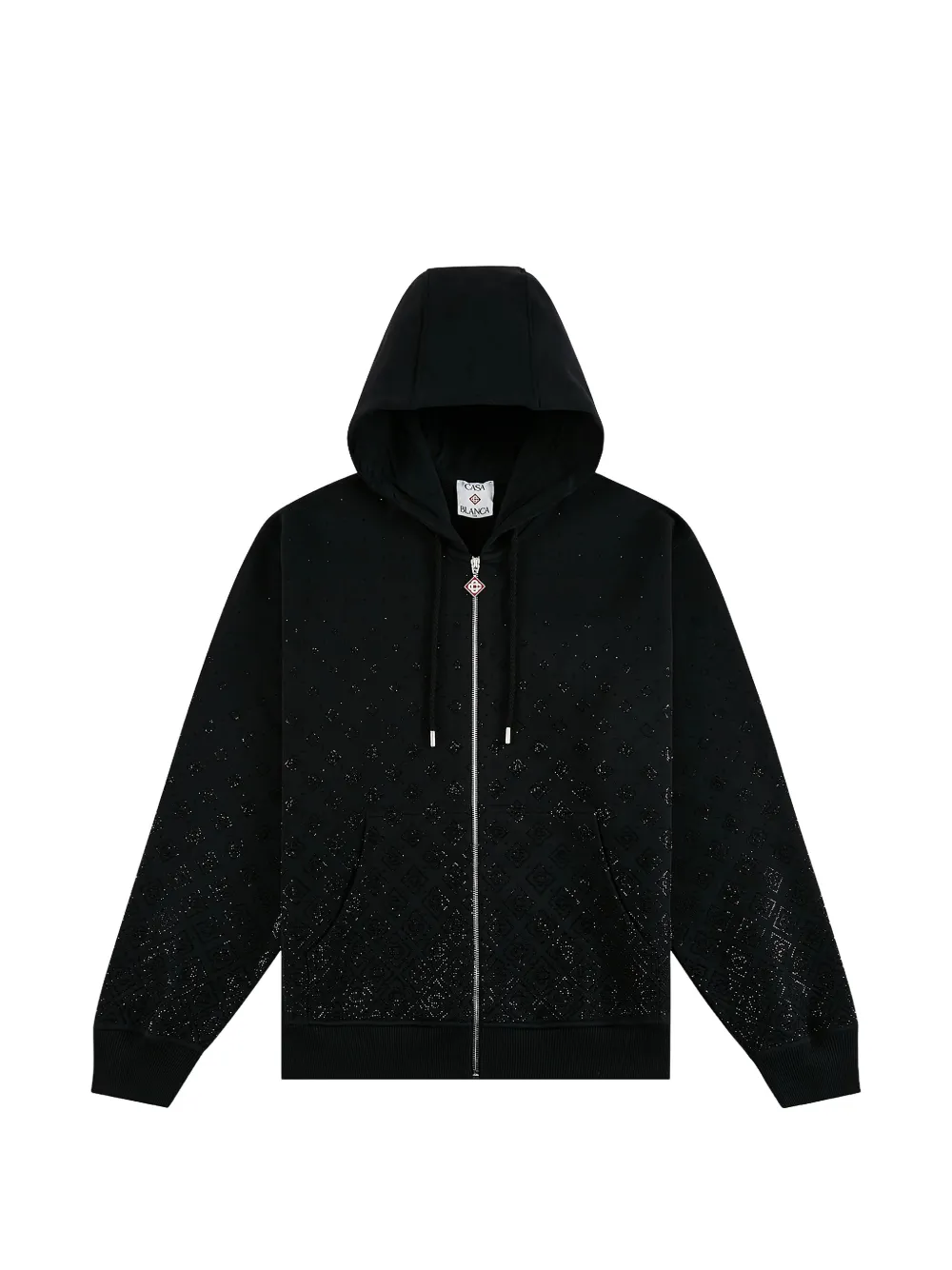 Casablanca Crystal Monogram zip-up hoodie - Nero