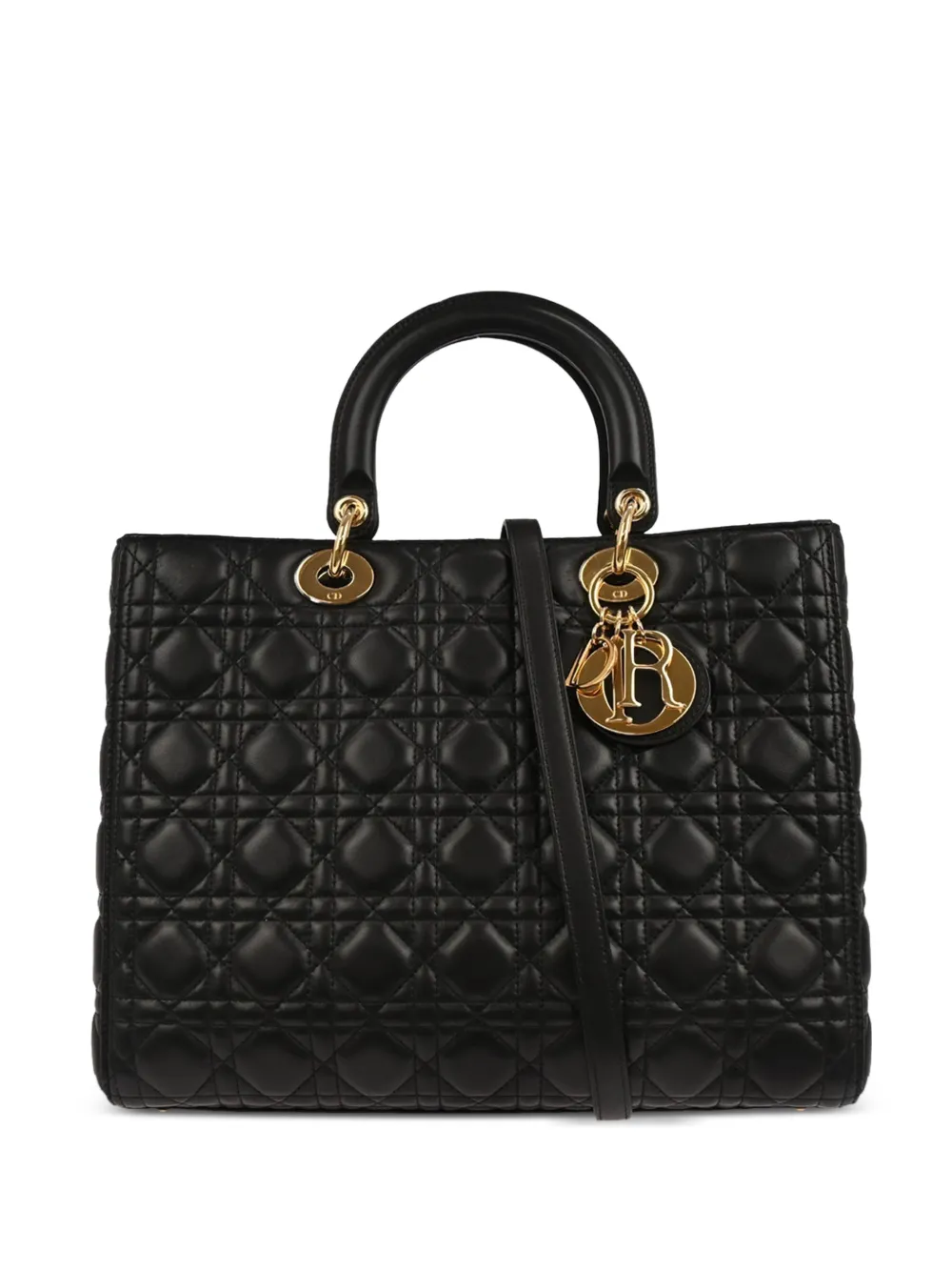 Christian Dior Pre-Owned Borsa tote Lady Dior grande con motivo Cannage 2015 - Nero