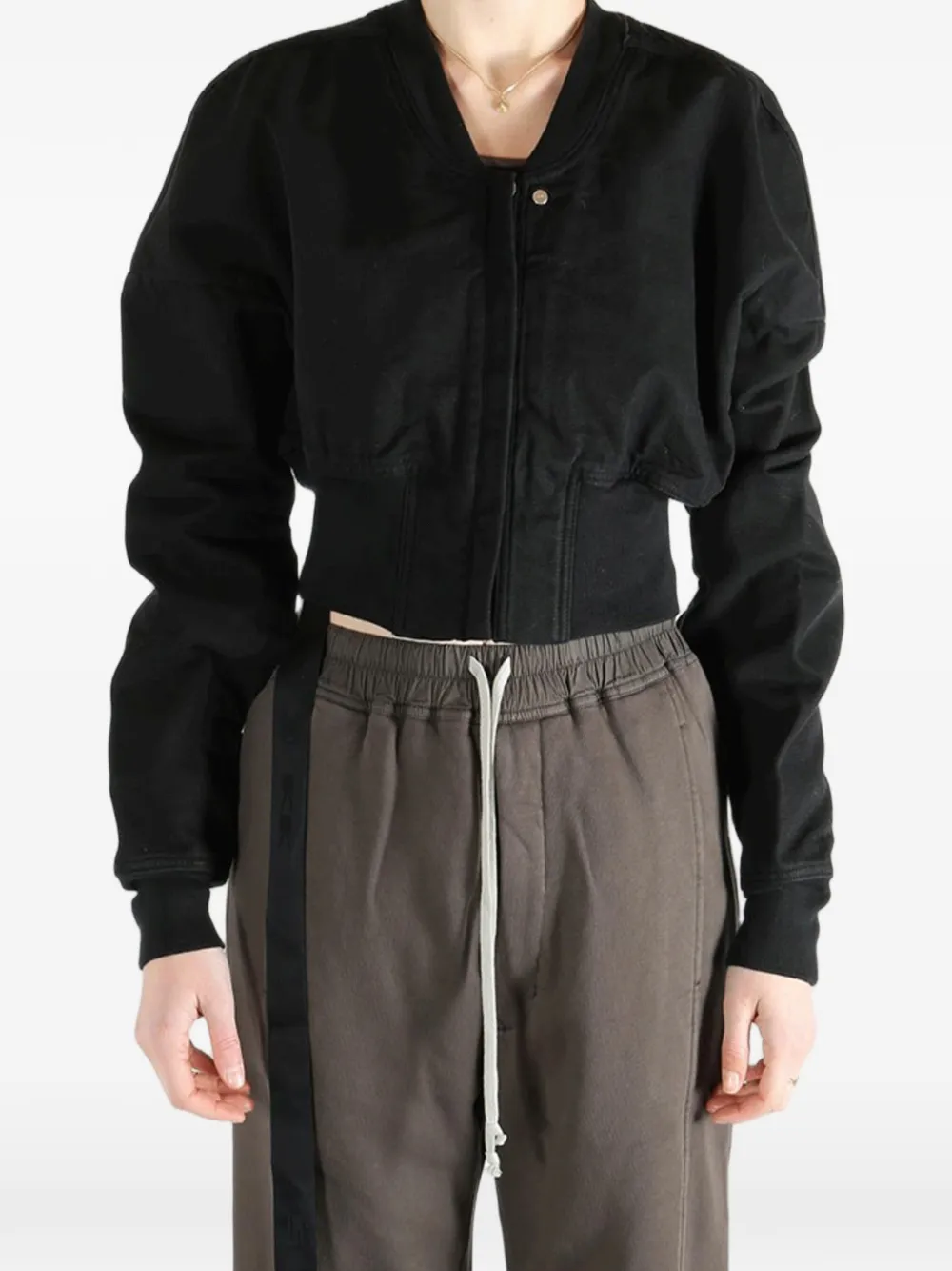 Rick Owens DRKSHDW Flight Jkt Cropped Jacket | Black | FARFETCH RO