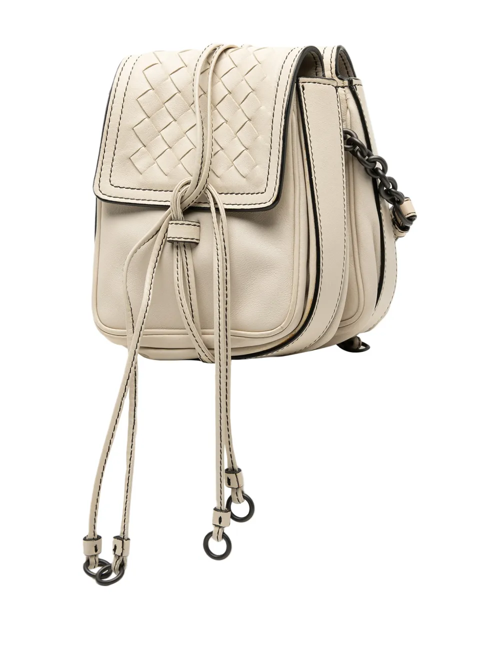  Bottega Veneta Pre-owned Sac à Bandoulière Intrecciato Double Sided Flap En Cuir Nappa (2012-2026) - Blanc 