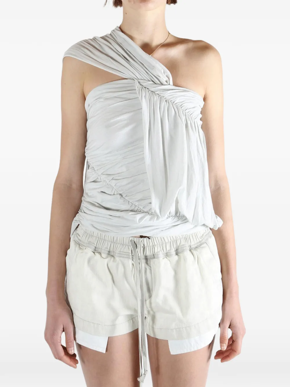  Rick Owens Drkshdw Draped One-shoulder Top - White 