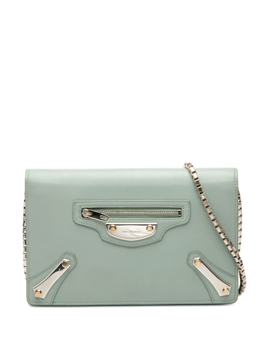 Balenciaga Pre-Owned 2016 Leather Metal Plate City Wallet on Chain crossbody bag - Verde