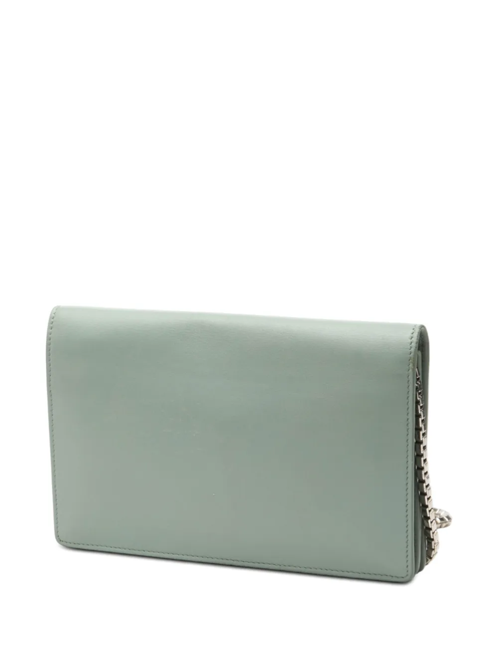 2016 Leather Metal Plate City Wallet On Chain Crossbody Bag