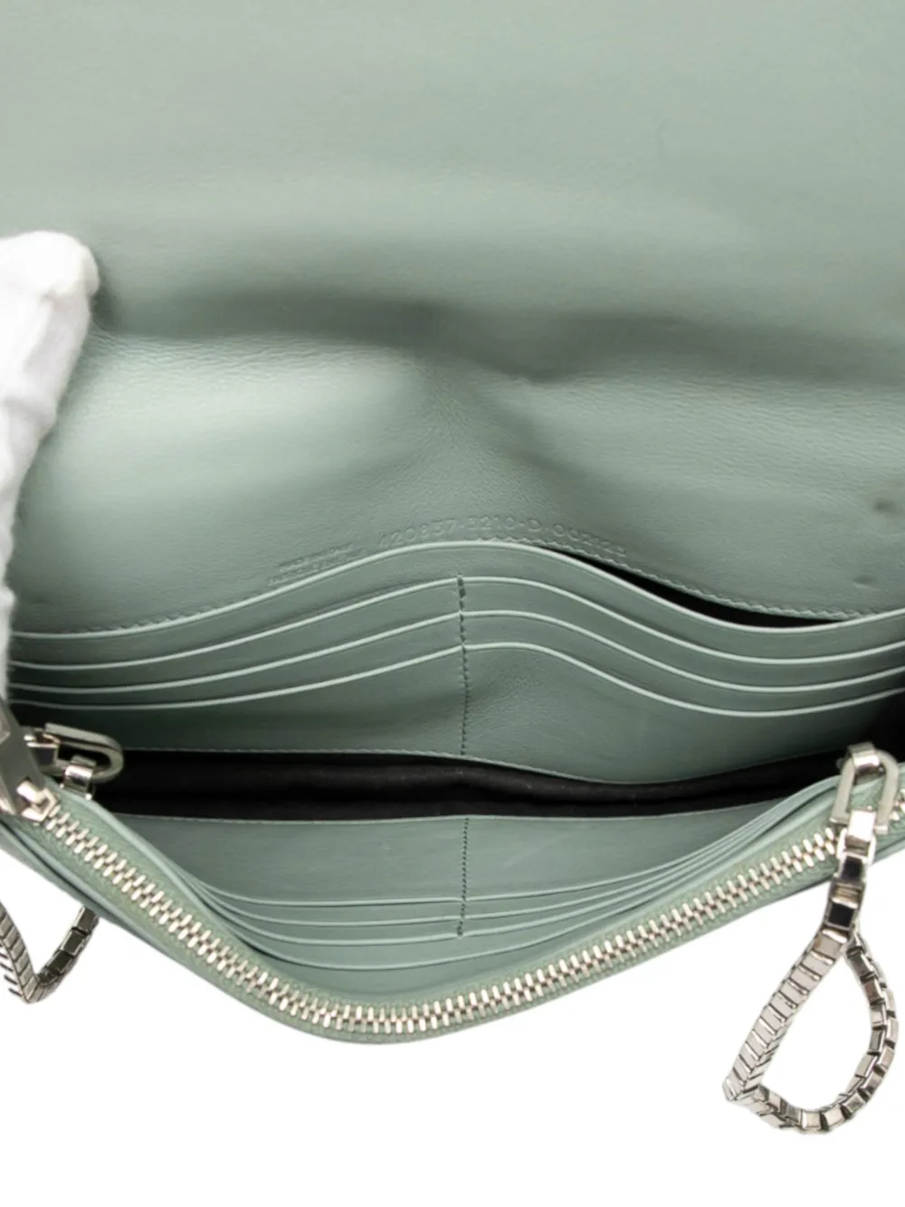 2016 Leather Metal Plate City Wallet On Chain Crossbody Bag