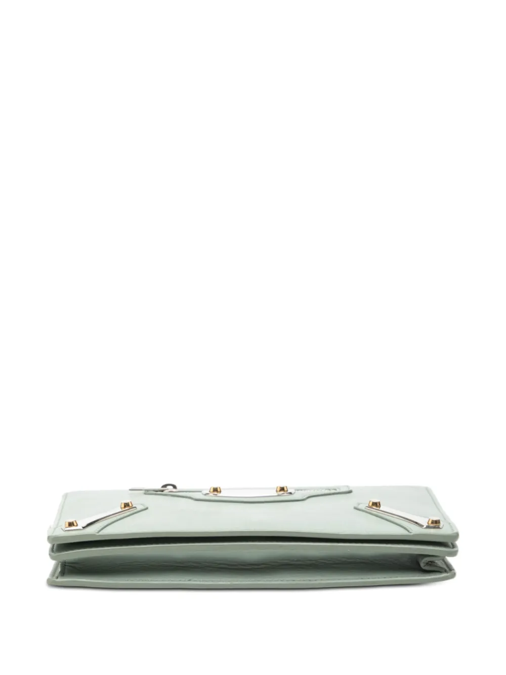 2016 Leather Metal Plate City Wallet On Chain Crossbody Bag
