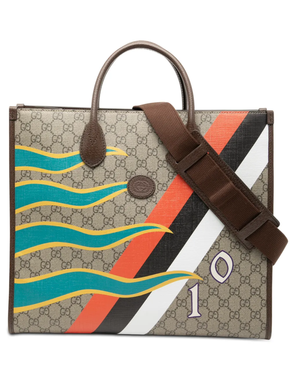Gucci Pre-Owned 2016-2026 Medium GG Supreme 100 Centum Anniversary Calfskin Retro Interlocking G Tote satchel - Marrone