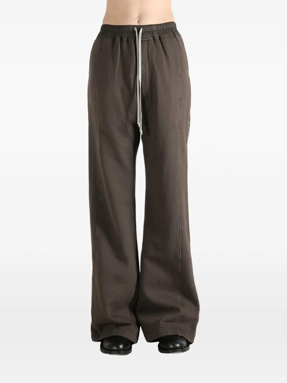 Rick Owens DRKSHDW Wide Pusher roek met trekkoord en knopen Bruin