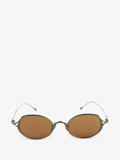 Rigards polished titanium oval-frame sunglasses