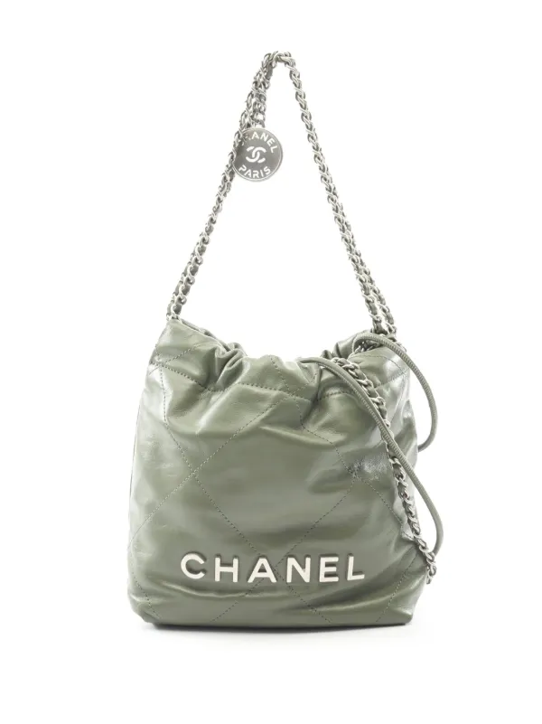 CHANEL Pre-Owned 2021-2026 ミニ シャイニーカーフ 22 ハンドバッグ