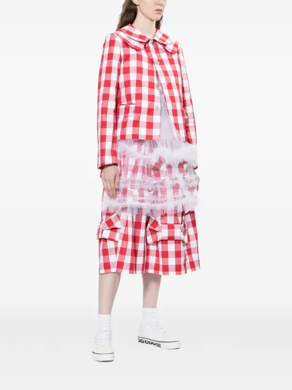 Comme Des Garçons Girl Gingham Collared Jacket | Red | FARFETCH JO