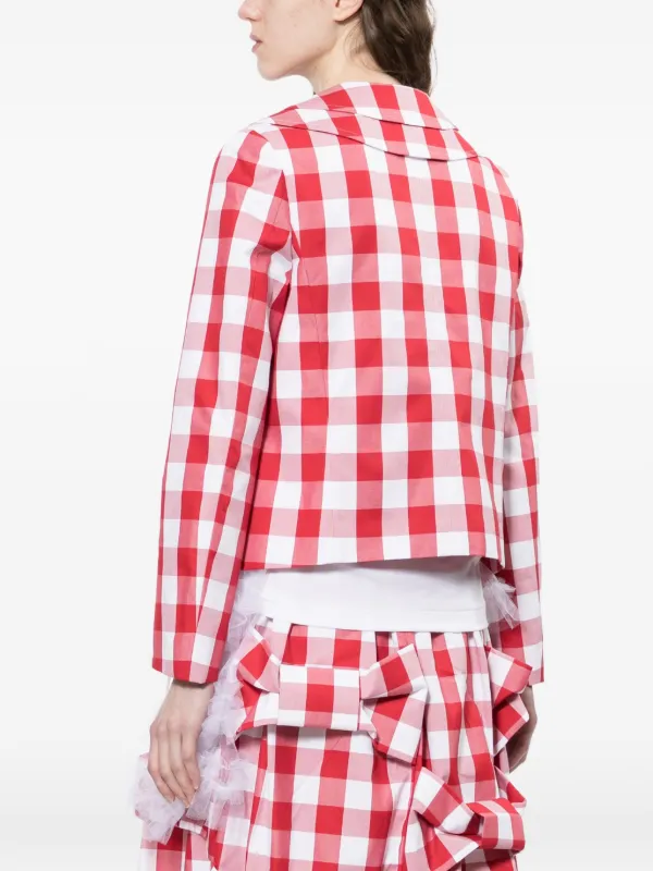 Comme Des Garçons Girl Gingham Collared Jacket | Red | FARFETCH JO
