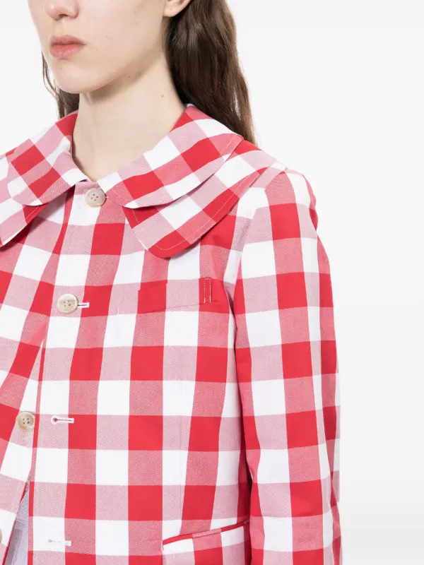Comme Des Garçons Girl Gingham Collared Jacket | Red | FARFETCH JO