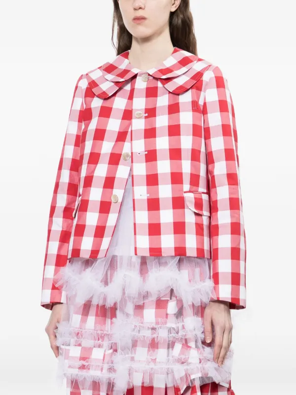 Comme Des Garçons Girl Gingham Collared Jacket | Red | FARFETCH JO