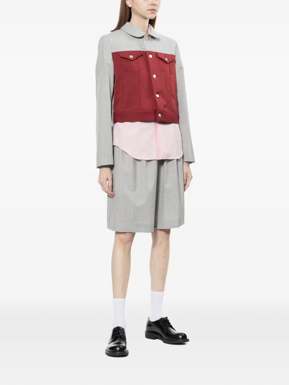 Comme Des Garçons Girl Two-tone Panelled Jacket - Grey 