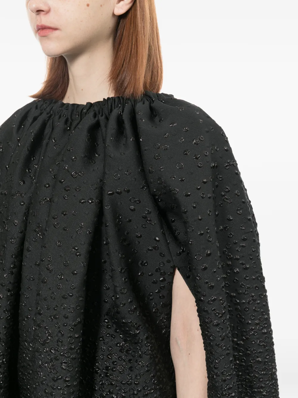 Comme Des Garçons Gesmockte jurk met open mouwen Zwart