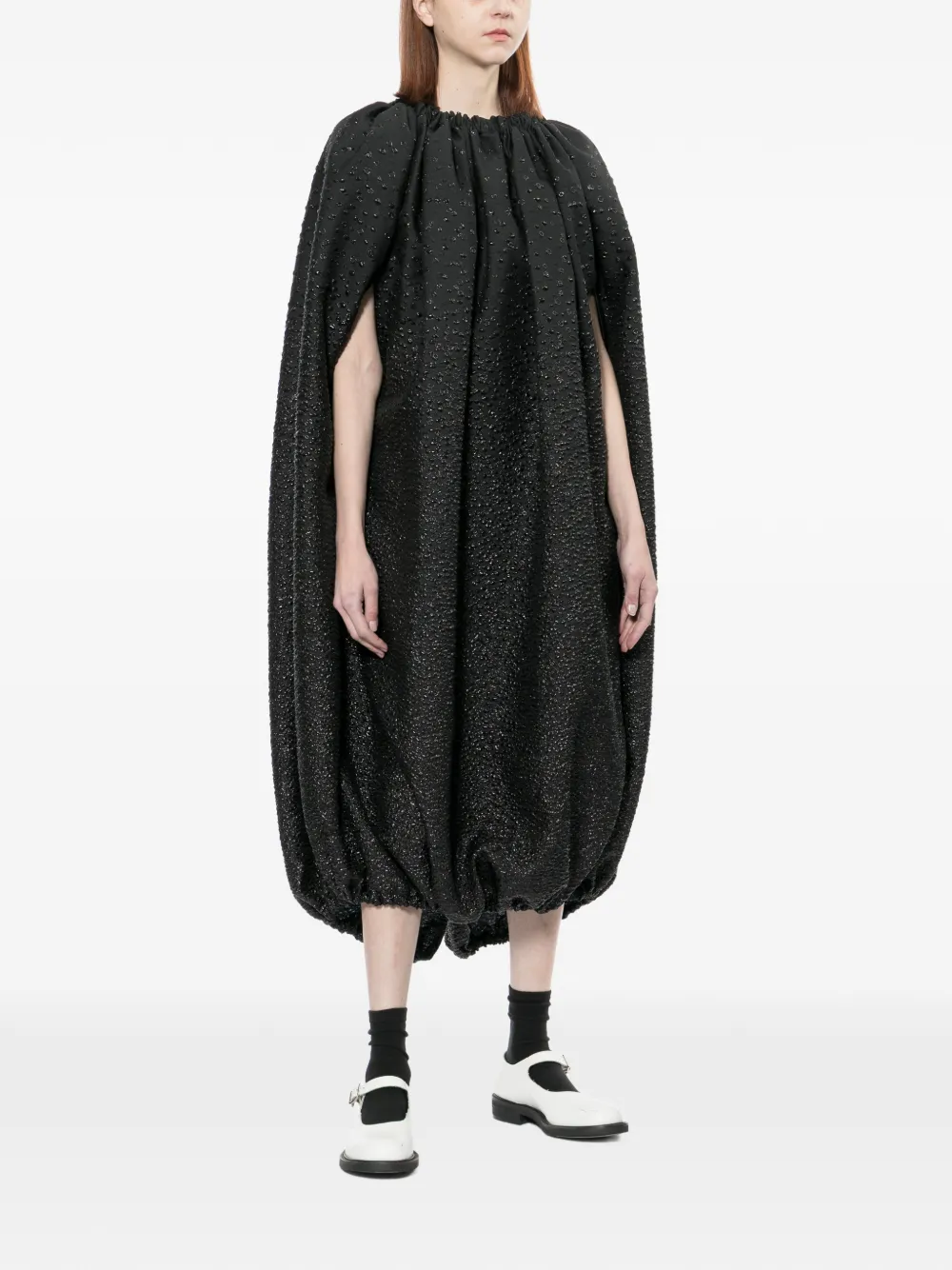 Comme Des Garçons Gesmockte jurk met open mouwen Zwart