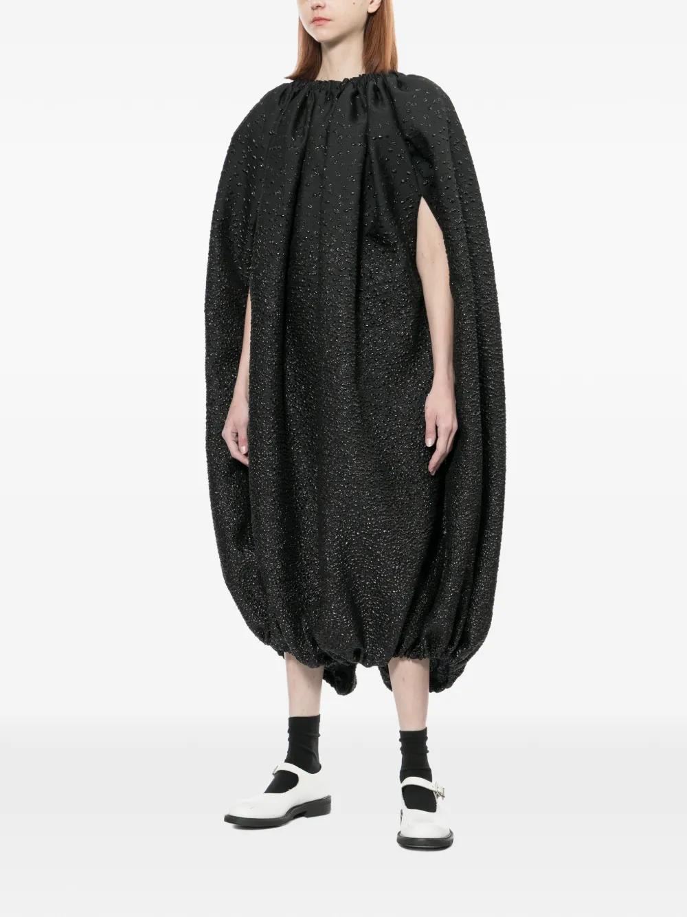 Comme Des Garçons Gesmockte jurk met open mouwen Zwart