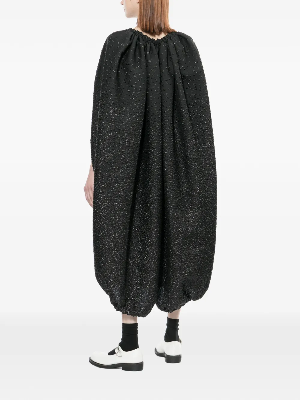 Comme Des Garçons Gesmockte jurk met open mouwen Zwart