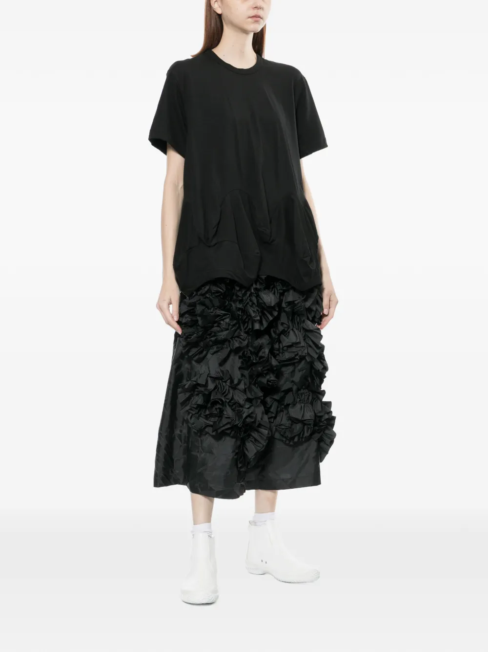  Comme Des Garçons Comme Des Garçons Floral-ruffled Trousers - Black 