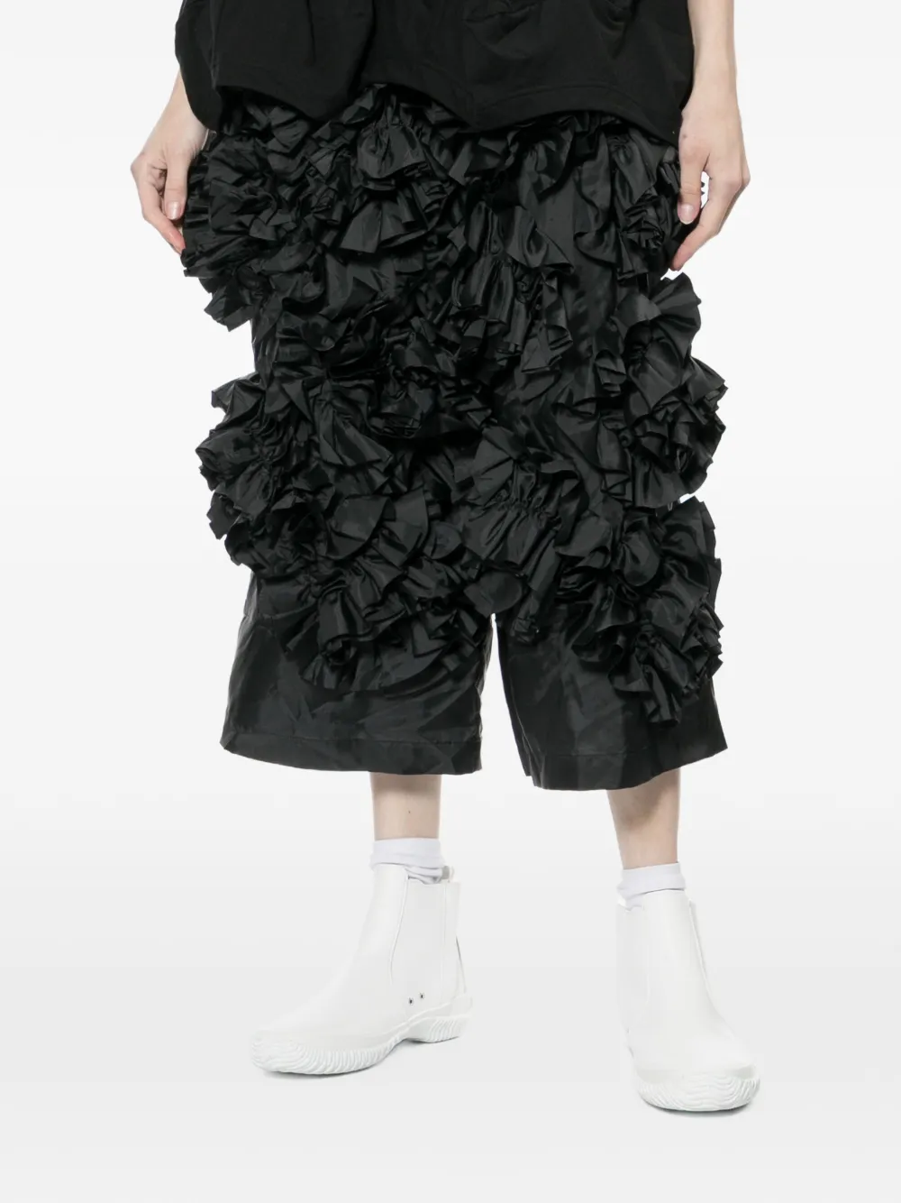  Comme Des Garçons Comme Des Garçons Floral-ruffled Trousers - Black 