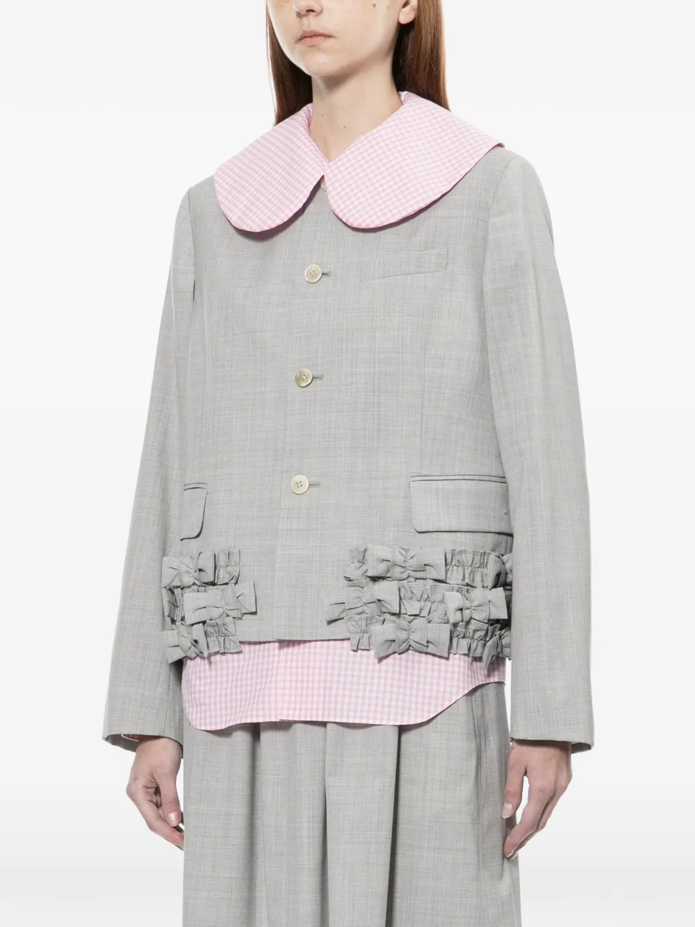  Comme Des Garçons Girl Bow-design Ruffled Jacket - Grey 