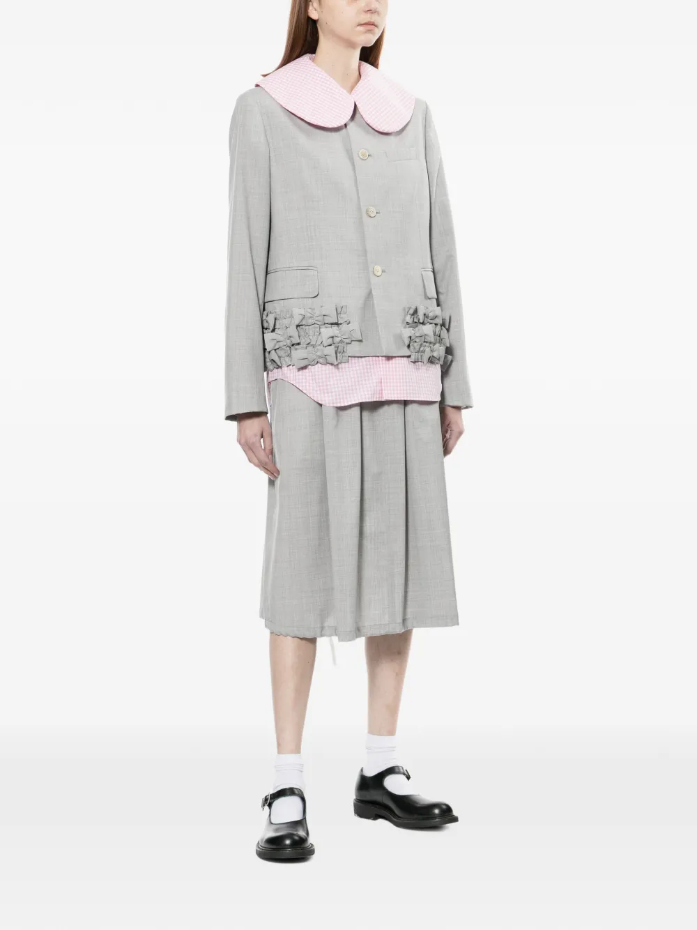  Comme Des Garçons Girl Bow-design Ruffled Jacket - Grey 