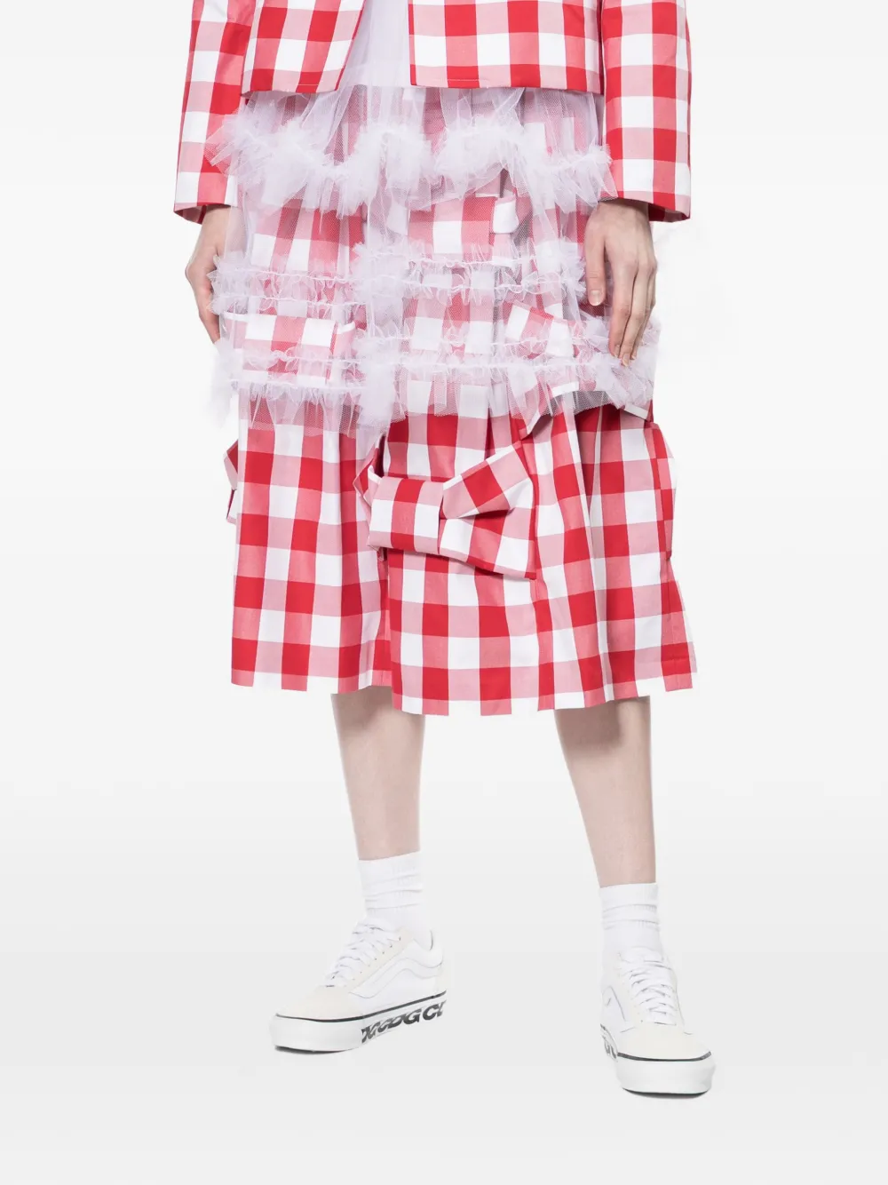  Comme Des Garçons Girl Gingham Bow Skirt - Red 