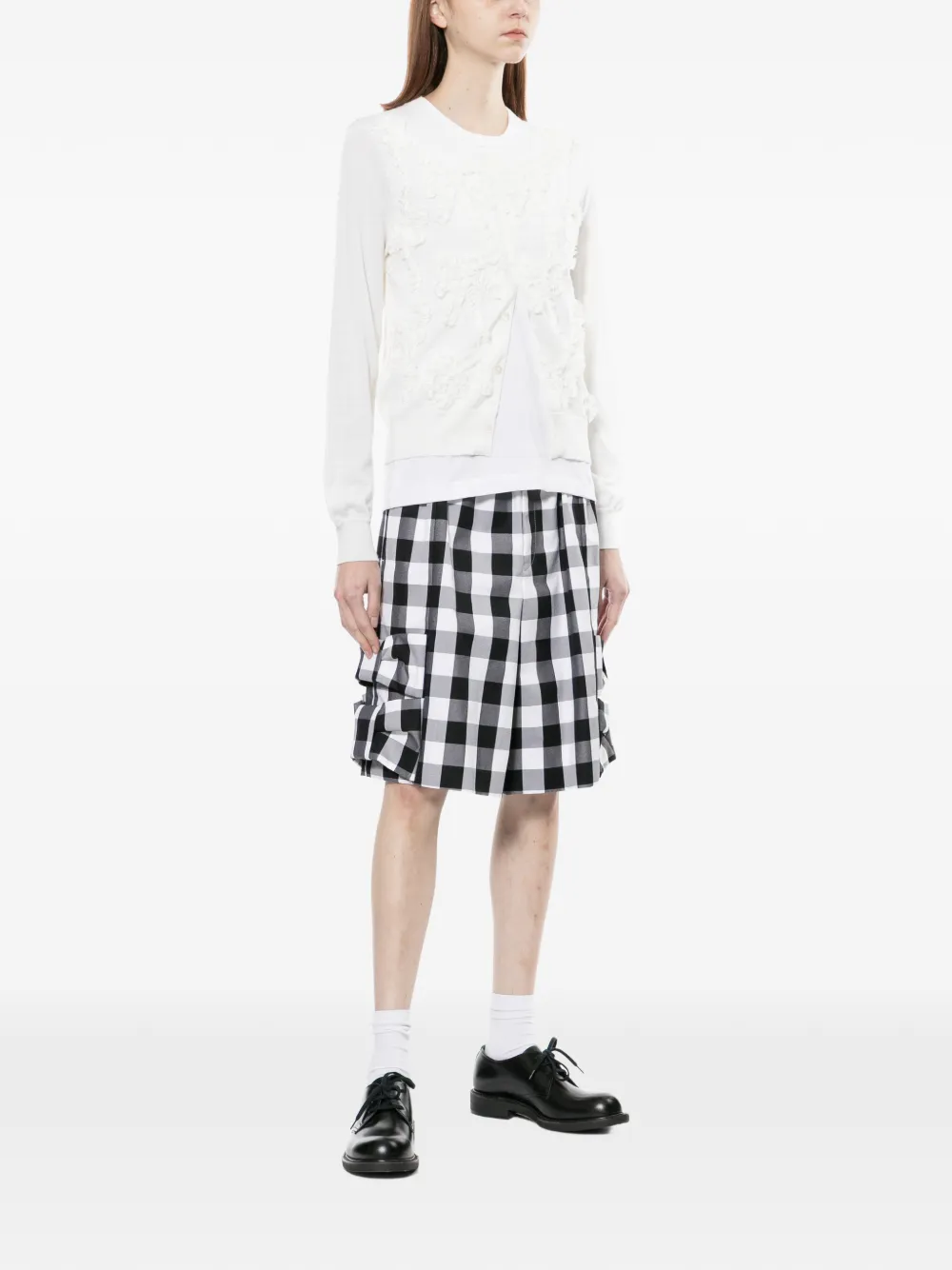  Comme Des Garçons Girl Ribbon-design Ruffle Cardigan - Neutrals 