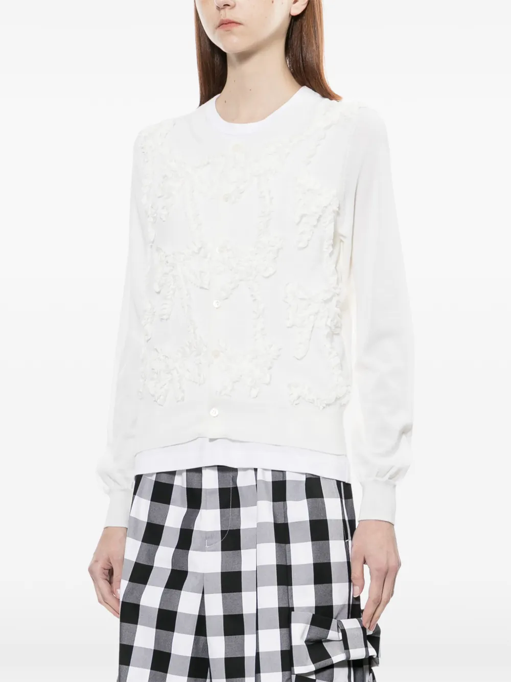  Comme Des Garçons Girl Ribbon-design Ruffle Cardigan - Neutrals 
