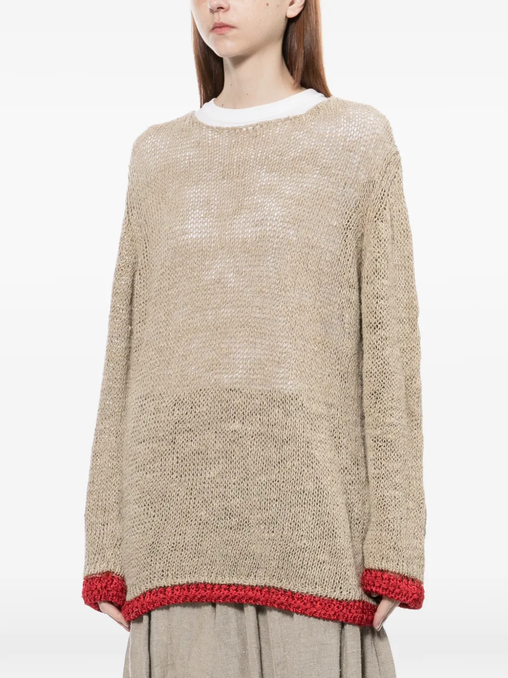  Comme Des Garçons Open Knit Round Neck Jumper - Neutrals 