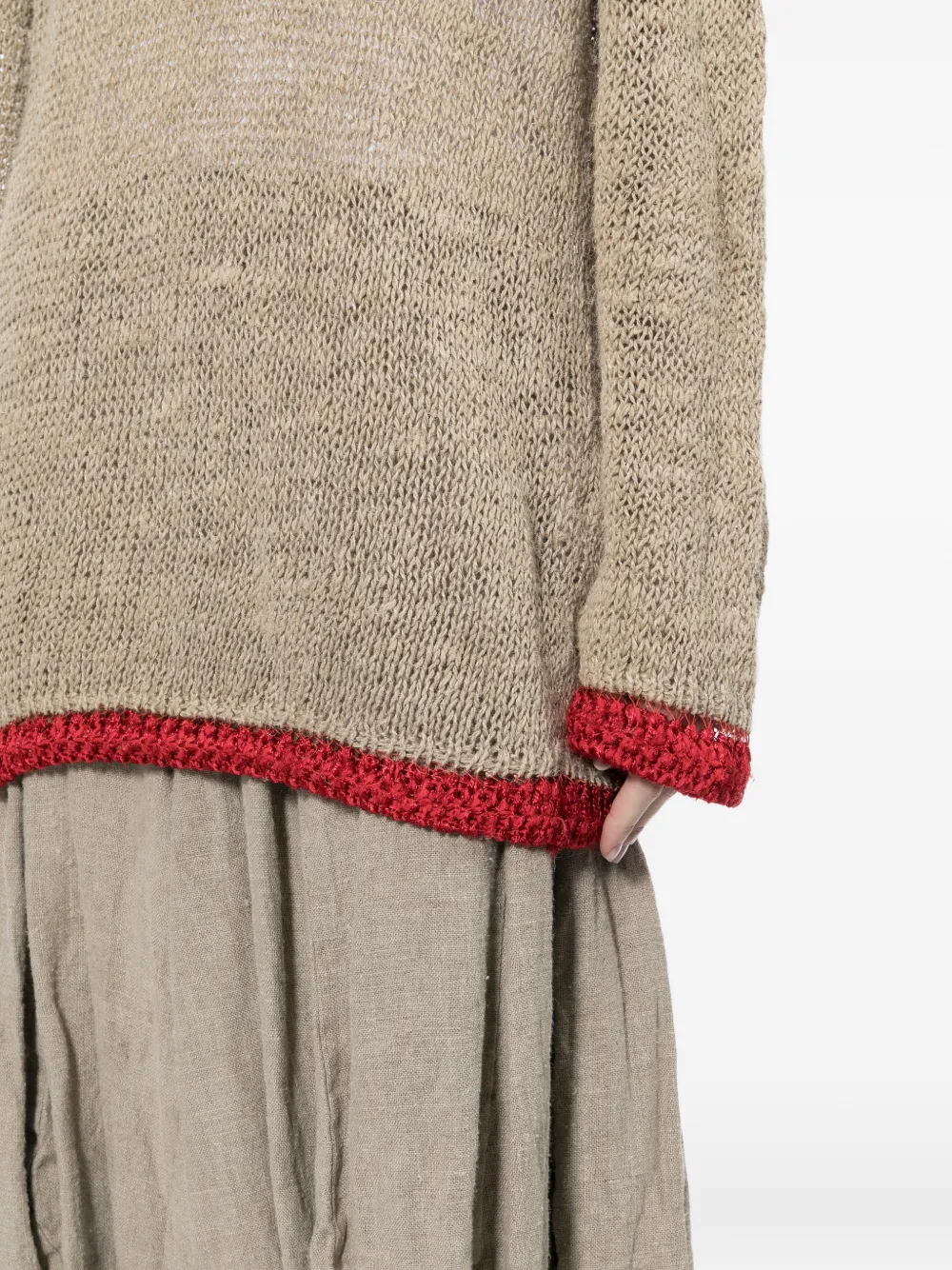 open knit round neck jumper